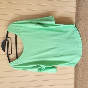EUC Fabletics blouse top size medium lime green 3/4 sleeves scoop back